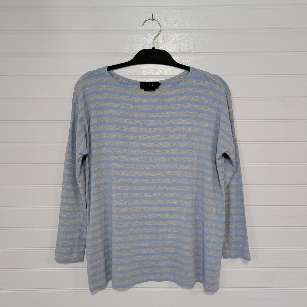 Striped Blue and Gray Women's Top